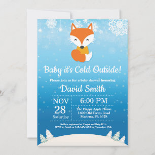 Baby its Cold Outside Winter Fox Boy Baby Shower Invitation