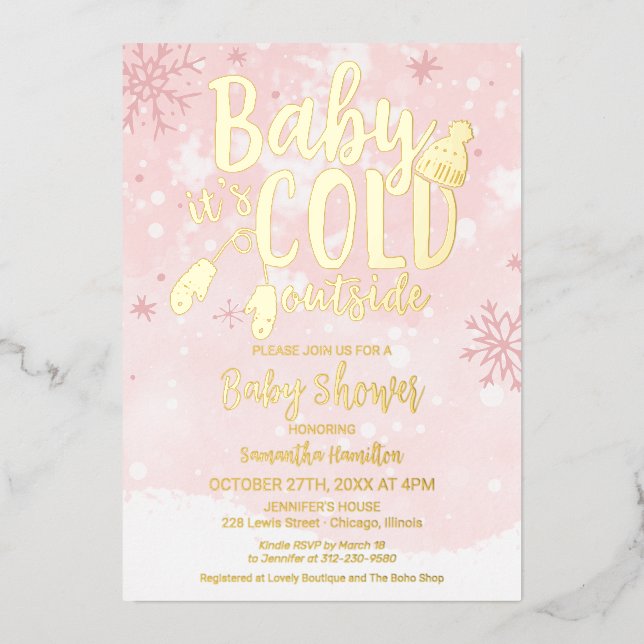 Baby It's Cold Outside Winter Girl Baby Shower (Front)