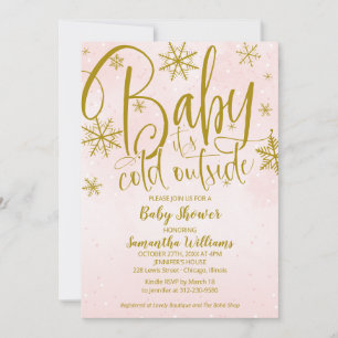 Baby It's Cold Outside Winter Girl Baby Shower Inv Invitation
