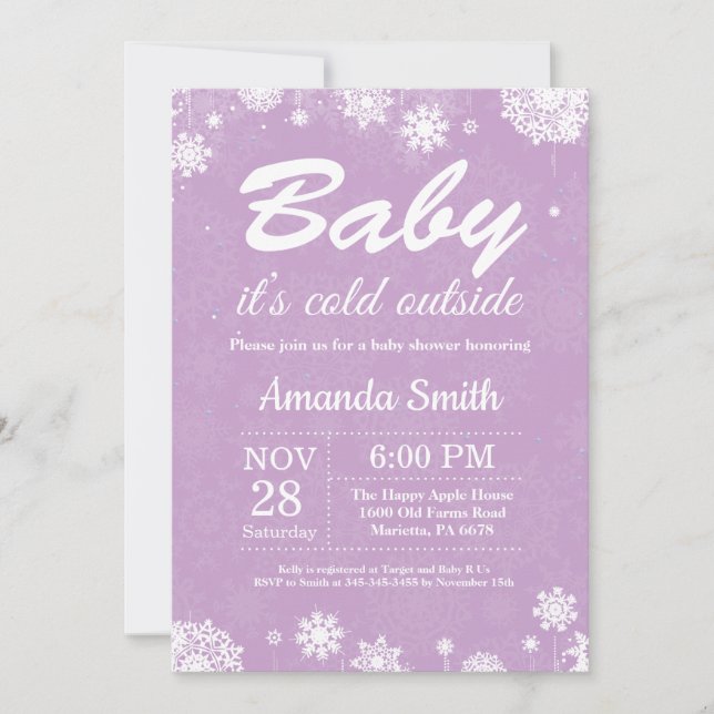 Baby its Cold Outside Winter Girl Baby Shower Invitation (Front)