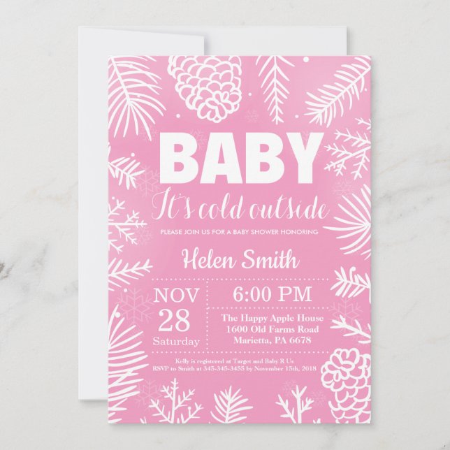 Baby its Cold Outside Winter Girl Baby Shower Invitation (Front)