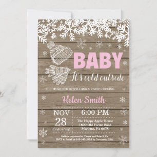 Baby its Cold Outside Winter Girl Baby Shower Invitation