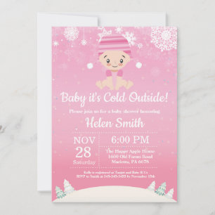 Baby its Cold Outside Winter Girl Baby Shower Invitation