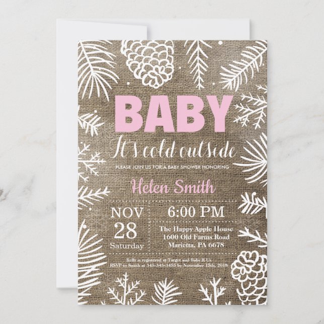 Baby its Cold Outside Winter Girl Baby Shower Invitation (Front)