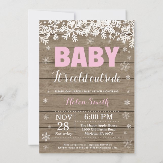 Baby its Cold Outside Winter Girl Baby Shower Invitation (Front)
