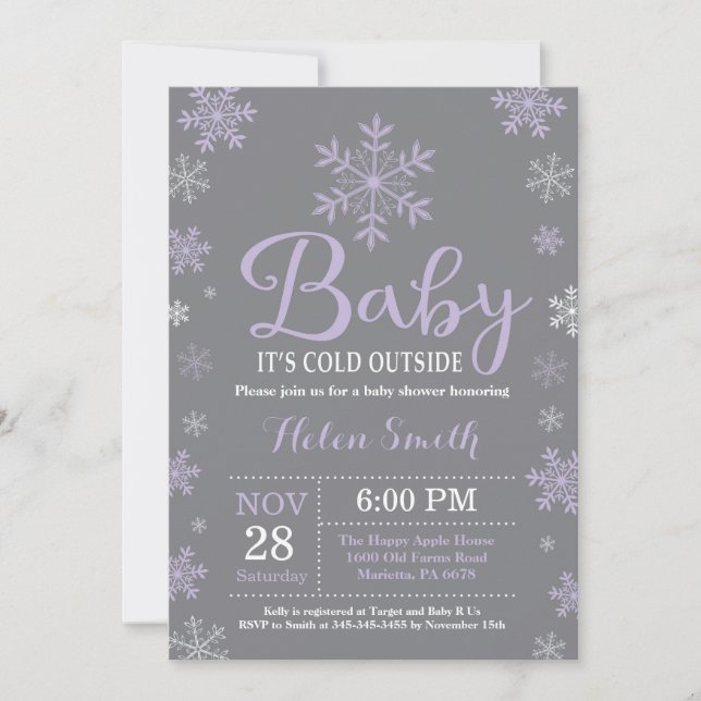 Baby Its Cold Outside Winter Girl Baby Shower Invitation (Front)