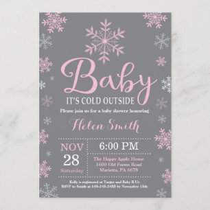 Baby Its Cold Outside Winter Girl Baby Shower Invitation