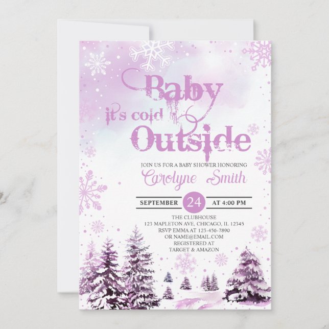 Baby it's Cold Outside Winter Girl Baby Shower Invitation (Front)