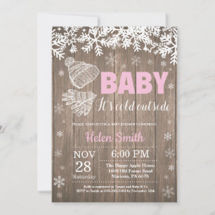Baby its Cold Outside Winter Girl Baby Shower Invitation