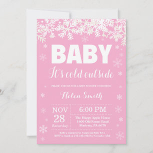 Baby its Cold Outside Winter Girl Baby Shower Invitation