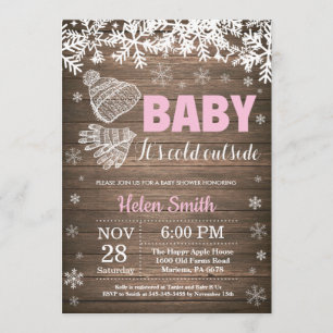 Baby its Cold Outside Winter Girl Baby Shower Invitation
