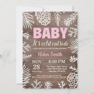 Baby its Cold Outside Winter Girl Baby Shower Invitation