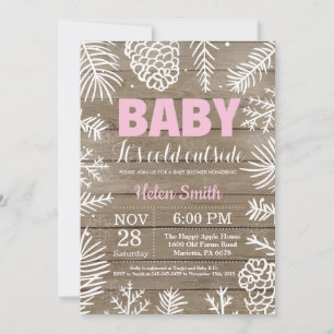 Baby its Cold Outside Winter Girl Baby Shower Invitation