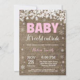 Baby its Cold Outside Winter Girl Baby Shower Invitation