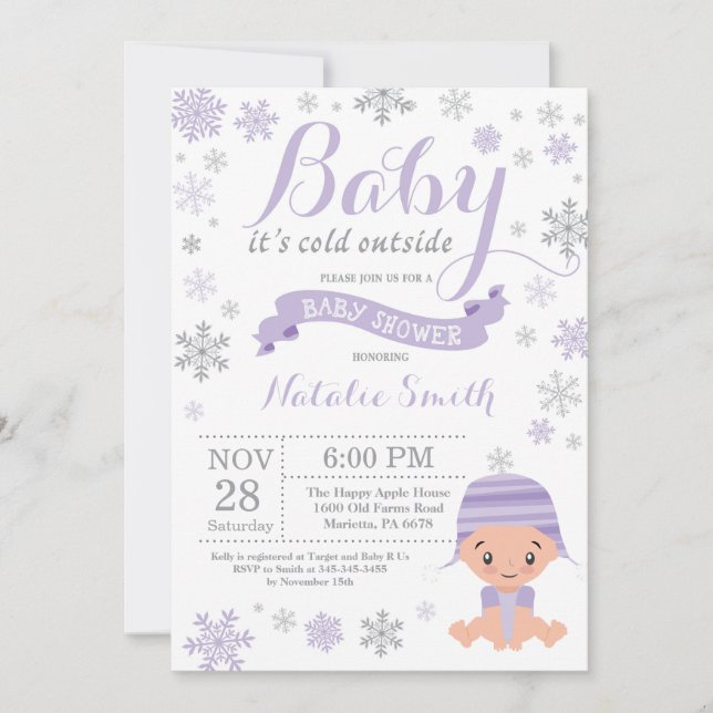 Baby Its Cold Outside Winter Girl Baby Shower Invitation (Front)