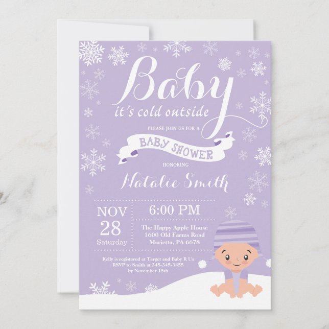 Baby Its Cold Outside Winter Girl Baby Shower Invitation (Front)