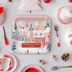 Baby It's Cold Outside Winter girl Baby shower Paper Plate