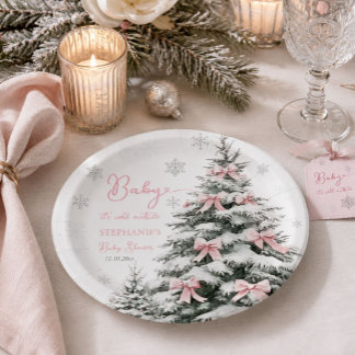 Baby It's Cold Outside Winter Girl Baby Shower Paper Plate