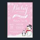 Baby Its Cold Outside Winter Girl Baby Shower Pink Invitation<br><div class="desc">Baby Its Cold Outside Winter Girl Baby Shower Invitation. Girl Baby Shower Invitation. Winter Holiday Baby Shower Invite. Pink and White Snowflakes. Snowman and Rustic Wood Background. Country Vintage Retro. For further customisation,  please click the "Customise it" button and use our design tool to modify this template.</div>