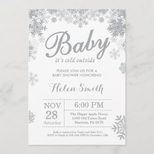 Baby its Cold Outside Winter Grey Baby Shower Invitation