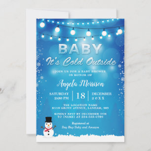 Baby It's Cold Outside Winter Lights Baby Shower Invitation