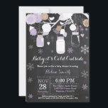 Baby its Cold Outside Winter Mason Jar Baby Shower Invitation<br><div class="desc">Baby its Cold Outside Winter Mason Jar Baby Shower Invitation.  Boy or Girl Baby Shower Invitation. Purple and White Snowflakes. Mason Jar. Floral Flowers. String Lights. Chalkboard Background. Black and White. For further customisation,  please click the "Customise it" button and use our design tool to modify this template.</div>
