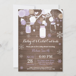 Baby its Cold Outside Winter Mason Jar Baby Shower Invitation