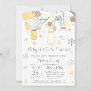 Baby its Cold Outside Winter Mason Jar Baby Shower Invitation