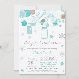Baby its Cold Outside Winter Mason Jar Baby Shower Invitation