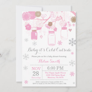 Baby its Cold Outside Winter Mason Jar Baby Shower Invitation