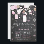 Baby its Cold Outside Winter Mason Jar Baby Shower Invitation<br><div class="desc">Baby its Cold Outside Winter Mason Jar Baby Shower Invitation.  Boy or Girl Baby Shower Invitation. Pink and White Snowflakes. Mason Jar. Floral Flowers. String Lights. Chalkboard Background. Black and White. For further customisation,  please click the "Customise it" button and use our design tool to modify this template.</div>