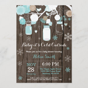 Baby its Cold Outside Winter Mason Jar Baby Shower Invitation
