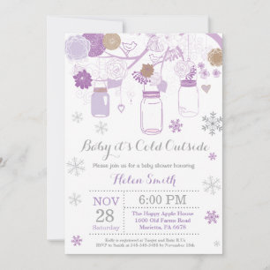 Baby its Cold Outside Winter Mason Jar Baby Shower Invitation
