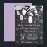 Baby its Cold Outside Winter Mason Jar Baby Shower Invitation<br><div class="desc">Baby its Cold Outside Winter Mason Jar Baby Shower Invitation.  Boy or Girl Baby Shower Invitation. Purple and White Snowflakes. Mason Jar. Floral Flowers. String Lights. Chalkboard Background. Black and White. For further customisation,  please click the "Customise it" button and use our design tool to modify this template.</div>