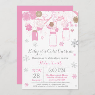 Baby its Cold Outside Winter Mason Jar Baby Shower Invitation