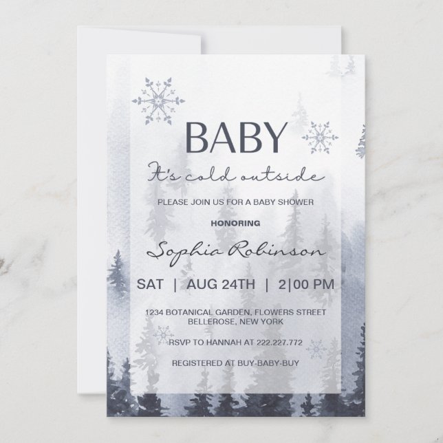 Baby It's Cold Outside Winter Mountain Baby Shower Invitation (Front)