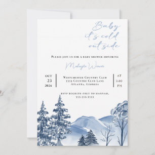 Baby It's Cold Outside Winter Mountain Baby Shower Invitation