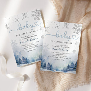 Baby It's Cold Outside Winter Mountain Baby Shower Invitation
