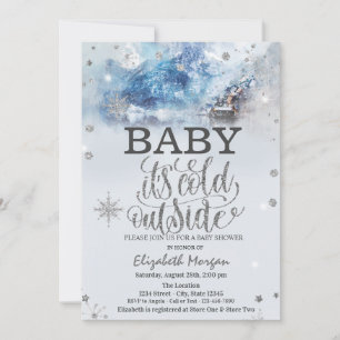 Baby It's Cold Outside Winter Mountain Lake Invitation