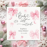 Baby Its Cold Outside Winter Pink Bow Baby Shower Napkin<br><div class="desc">This design is perfect for a winter baby shower and has a sweet,  seasonal charm to help welcome a baby girl! Matching items available.</div>