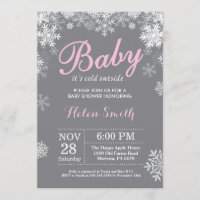 Baby its Cold Outside Winter Pink Girl Baby Shower