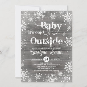 Baby Its Cold Outside Winter Rustic Baby Shower Invitation