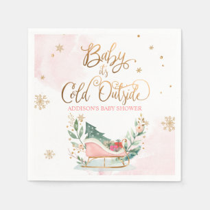 Baby It's Cold Outside Winter Sleigh Baby Shower Napkin