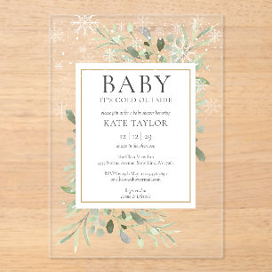 Baby Its Cold Outside Winter Snow Baby Shower Acrylic Invitations