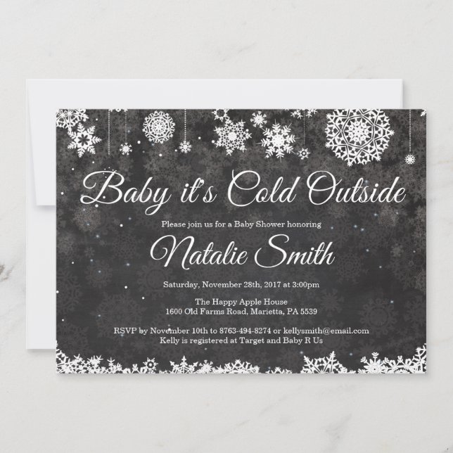 Baby Its Cold Outside Winter Snow Baby Shower Invitation (Front)