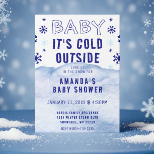 Baby It's Cold Outside Winter Snow Baby Shower Invitation
