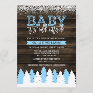 Baby It's Cold Outside Winter Snow Boy Baby Shower Invitation