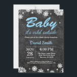 Baby its Cold Outside Winter Snowflake Baby Shower Invitation<br><div class="desc">Baby its Cold Outside Winter Snowflake Baby Shower Invitation. Boy Baby Shower. White and Blue Snowflake. Winter Holiday Baby Shower Invite. Chalkboard Background. Black and White. For further customisation,  please click the "Customise it" button and use our design tool to modify this template.</div>