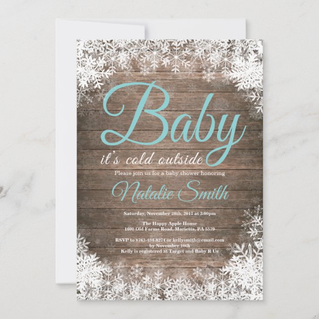 Baby Its Cold Outside Winter Snowflake Baby Shower Invitation (Front)