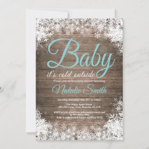 Baby Its Cold Outside Winter Snowflake Baby Shower Invitation